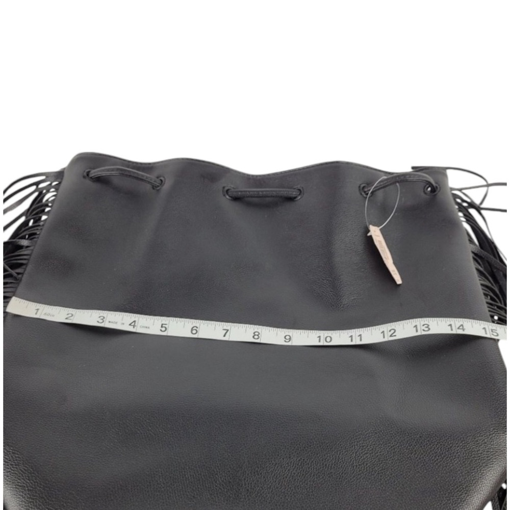 Victoria Secret black faux leather fringe backpack like new super clean - Picture 4 of 8